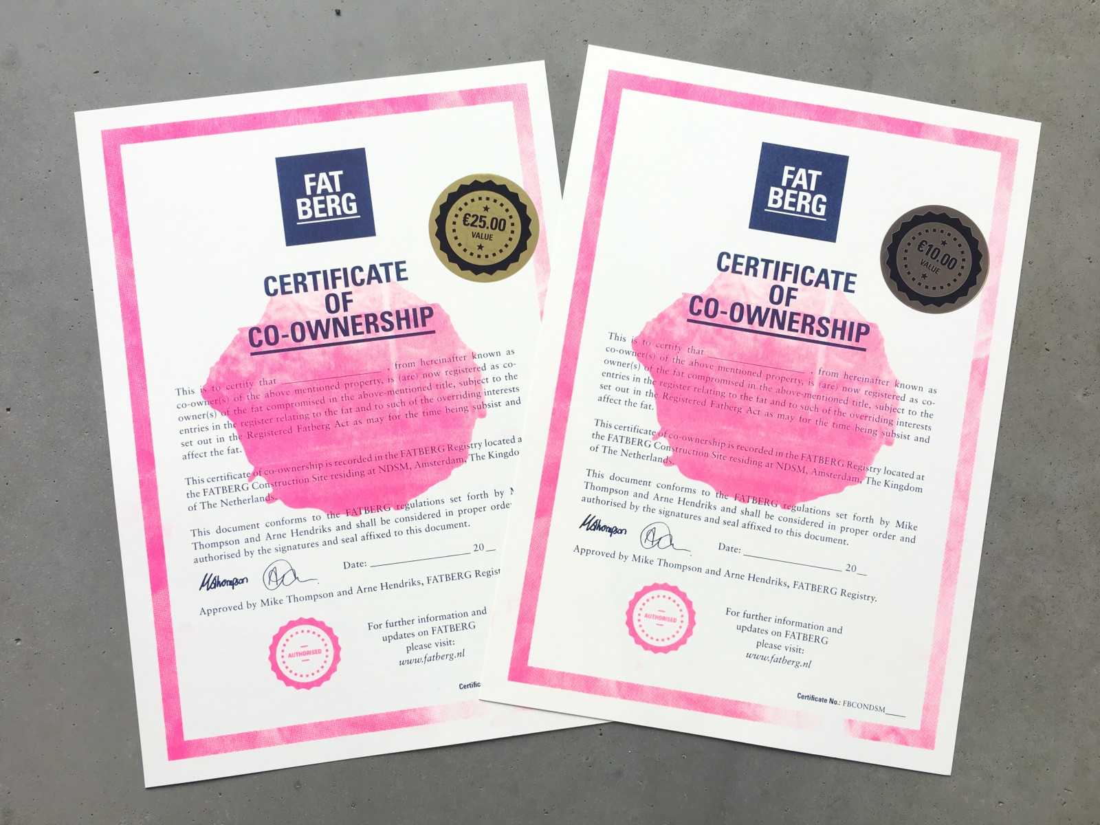 Certificate of co-ownership Fatberg